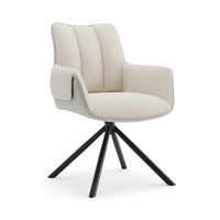 Chaise de salle à manger contemporaine en tissu avec accoudoirs, pivotante à 360 degrés et pieds métalliques standard pour appartement, hôtel, restaurant