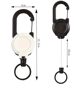 Llavero retráctil DF con mosquetón, soporte metálico para credencial con cordón, carrete táctico para exteriores, llavero antipérdida. - Product Image 4