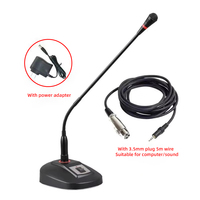 Microphone à condensateur filaire à col de cygne de bureau 48V XLR, microphone de conférence à réduction de bruit avec matériau plastique