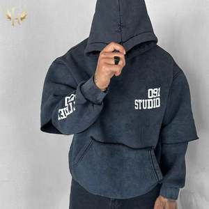 เสื้อฮู้ดวินเทจขายส่งสำหรับฤดูหนาว ผ้าฝ้าย 100% 480 กรัม ตะเข็บดิบ ไม่มีเชือกผูก ทรงโอเวอร์ไซส์ พิมพ์ลาย ตัดสั้น - Product Image 6