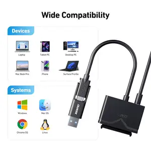 BENFEI SATA To USB 3.0 Cable USB 3.0 To SATA III Hard Drive Adapter Compatible For 2.5 3.5 Inch HDD/SSD Hard Drive Disk With 12
