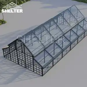 Outdoor Transparent Glass Wall Event Venue Aluminium Black Orangerie Wedding Marquee