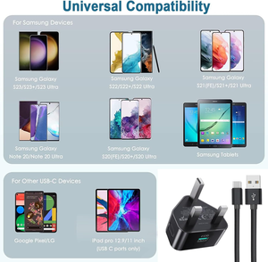 QC3.0 USB charge rapide 18W prise murale <span class=keywords><strong>chargeur</strong></span> de téléphone portable britannique pour les modèles de la série <span class=keywords><strong>Galaxy</strong></span> A14 <span class=keywords><strong>A13</strong></span> A04s A12 A33 A34 A52 A52s - Product Image 6