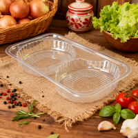 Boîtes à donuts mochi jetables transparentes en plastique, contenants alimentaires pour desserts et gâteaux, divisées en deux petits compartiments