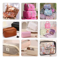 Sac cosmétique imperméable transparent à double couche en PVC, fermeture à glissière, poignée souple, grande capacité, portable, écologique, multifonction