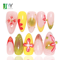 Faux ongles en gel 3D personnalisables, forme amande moyenne, avec logo, en acrylique, faits à la main, vente en gros