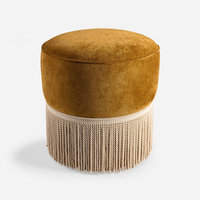 Pouf ottoman rond indien vintage confortable à franges en bullion de style marocain, tabouret de maquillage pour adulte avec pompon