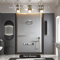 Nouvelle Mitigeur de Douche Thermostatique Intelligent 3 Voies Encastré Mural en Laiton Chromé avec Affichage, pour Jets Pluie et Doux, Ensemble de Douche Moderne
