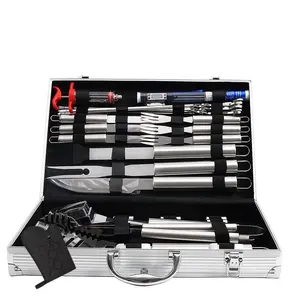 Bestverkopende Roestvrijstalen Custom Barbecue Gereedschap Set Aluminium Box Grill Nieuwe Case Gebraden Multifunctionele Bbq Tool Kit