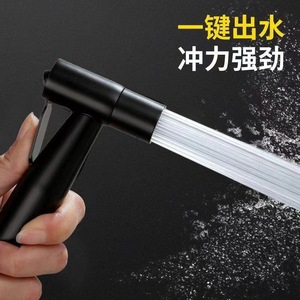Ensemble de bidet Bingtao noir en acier inoxydable 304, robinet d'angle, distributeur à une entrée et deux sorties, pulvérisateur de toilette à double poignée avec surpresseur - Product Image 3