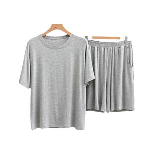 Completo <span class=keywords><strong>pigiama</strong></span> modale in raso Casual <span class=keywords><strong>da</strong></span> <span class=keywords><strong>uomo</strong></span> taglie forti girocollo a maniche corte a due pezzi elasticizzato e <span class=keywords><strong>pantaloncini</strong></span> <span class=keywords><strong>da</strong></span> casa - Product Image 5