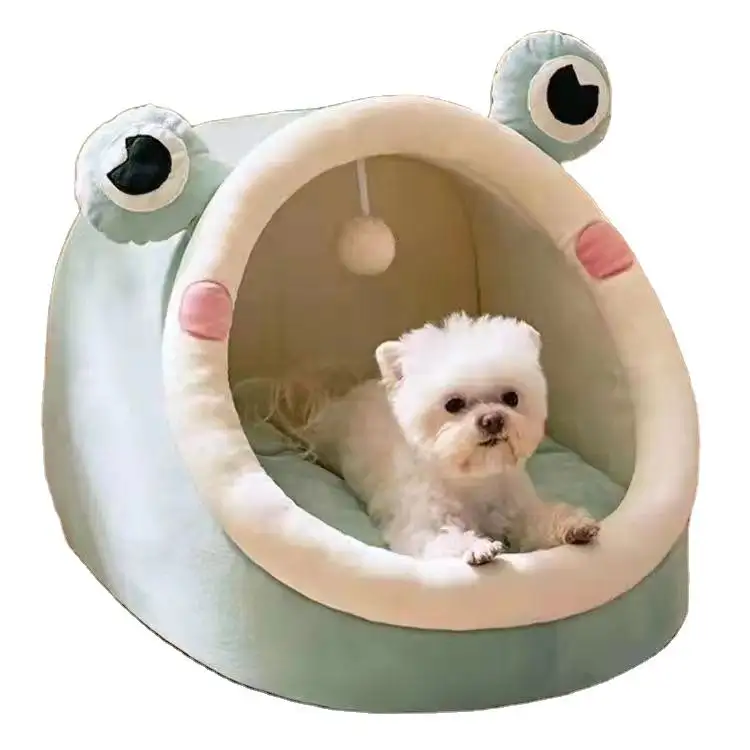 Wholesale Luxury Fashion Enclosed Warm Plush Sleeping Nest Basket With Removable Cushion Pet Supplies Dog Kennel Soft Pet Bed