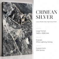 Nouvelle dalle de pierre frittée polie Crimée, finition gris veiné or, pour comptoir, mur, sol, projet d'intérieur de luxe