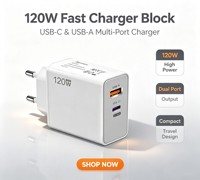 Pengisi Daya Cepat QC 3.0 67W Tipe C untuk iPhone untuk Samsung Pengisi Daya USB Dual Port untuk iPhone 16 Pengisi Daya USB 120W Pengisian Cepat