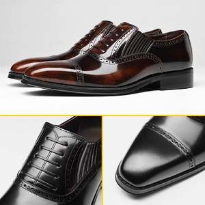 Chaussures habillées Oxford pour hommes en cuir véritable faites à la main, imperméables et respirantes, de haute qualité - Product Image 4