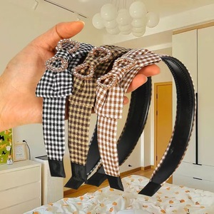 Serre-tête en tissu à carreaux pour femme, accessoires capillaires décontractés, origine Yiwu, motif aléatoire, design color block - Product Image 4