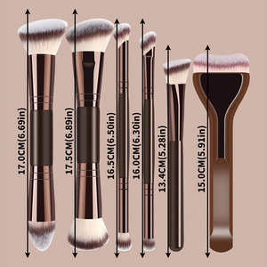 Juego de 5 Brochas de Maquillaje de Doble Punta con Mango Metálico, Pelo Sintético Premium para Difuminar, Base, Contorno, Corrector y Polvo - Product Image 2