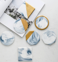 Sous-verres carrés ronds avec bordure dorée, sous-verres en céramique avec Base en liège, vente en gros