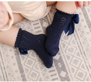 Enfant en bas âge à volants bébé filles équipage doux coton chaussettes automne solide nouveau-né arc bébé chaussettes - Product Image 2