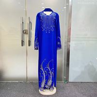 Nouvelle Robe d'Été pour Femme Kitenge Africaine Musulmane 2024, Modèle Mode Industriel Lourd Diamant Chaud Couleur Pure avec Fermeture Éclair