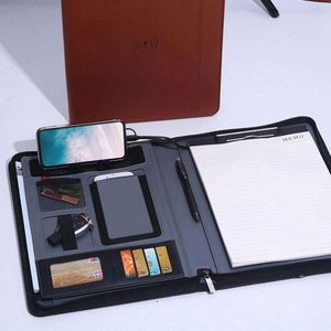 Bolsa con Cierre de Cuero PU A4 Multifuncional con Banco de Energía de 8000 mAh, Clip para Gerente, Batería Externa Portátil, Regalo de Oficina, Libreta de Direcciones - Product Image 3