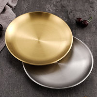 Disque coréen en acier inoxydable 304, assiette de barbecue commerciale en or, plateau, assiette à gâteau, assiette à os, assiette peu profonde
