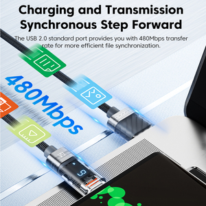 Top bán hàng xu hướng trong suốt bện USB C Cổng Cáp 66W 6A cáp dẫn hiển thị kỹ thuật số sạc nhanh cáp - Product Image 3