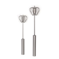 Batidor Manual de acero inoxidable, batidor de huevos semiautomático, de espuma y crema batida