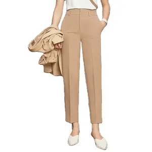 MANNI महिलाओं की पैंट शरद ऋतु पतलून पैंट औपचारिक सुरुचिपूर्ण कार्यालय के लिए सीधे जेब पतलून लड़कियों