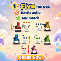 Lot de 5 figurines de construction Power Rangers, mini jouets d'action, Guerrier Rouge Mighty Morphin, briques, cadeaux pour les 14 ans et plus