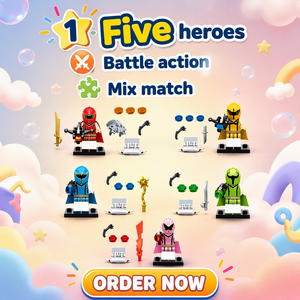 Set di 5 Pezzi <span class=keywords><strong>Power</strong></span> <span class=keywords><strong>Rangers</strong></span>, Blocchi da Costruzione, Mini Action Figure, Guerriero Rosso Mighty Morphin, Mattoncini, Regalo per Età 14+ - Product Image 4