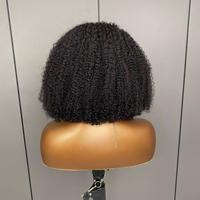 Wig Rambut Manusia Brazil Buatan Mesin Penuh 100% Virgin Afro Kinky Curl Panjang Pendek Wig Headband untuk Wanita Kulit Hitam