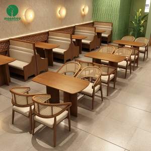 Moontree-Juego de muebles para cafetería y restaurante, de lujo, en forma de L, para esquina, comedor, cabina de cuero, asientos, café, sofá, mesa y silla - Product Image 4