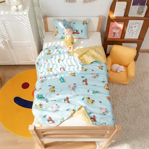 Sıcak satış ev tekstili karikatür desen baskılı pamuk yatak çarşafı nevresim takımı çocuklar için