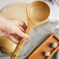 Cuillère à soupe en bois personnalisée en gros, grande cuillère ronde en bois naturel pour la maison, la cuisine, la salle à manger et les restaurants