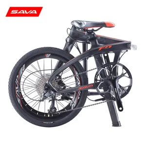 SAVA-bicicleta plegable de fibra de carbono ultraligera de 20 pulgadas para adultos, SHIMANO desviador de 9 velocidades, Mini bicicleta compacta de carretera de Ciudad de alta calidad