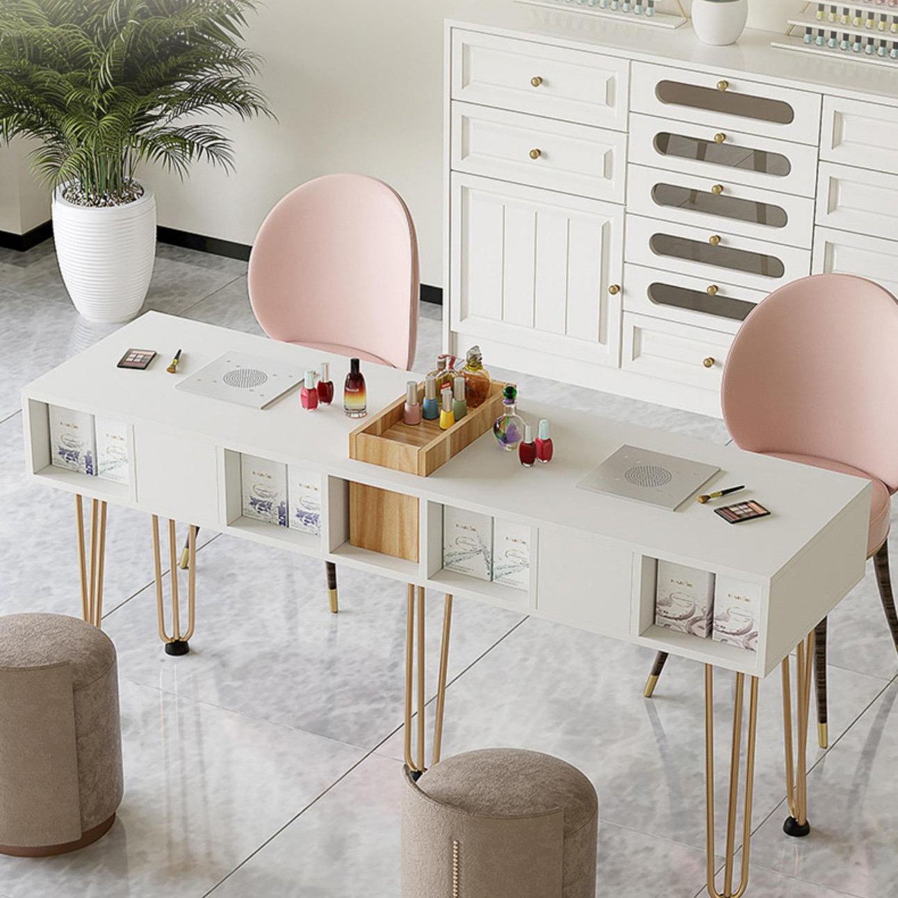 Solid wood nail table and chair set new single double fashion net red nail table economy model with vacuum cleaner