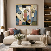 Peinture sur toile texturée abstraite vintage de luxe, portrait de visage, art mural, figurine de femme moderne, décoration suspendue pour hôtel et intérieur de maison