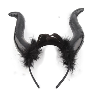 <strong>Devil</strong> <strong>Horn</strong> Hair Band with Feathers Big Cloth Halloween Costume Accessory in Bag Packaging - Product Image 1