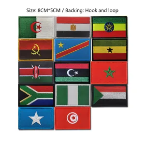 Badge de moral de drapeau africain, écusson de broderie à crochet et boucle, prix d'usine