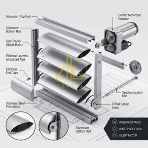 Système de persiennes en aluminium motorisées, fournisseur de profilés intelligents pour la ventilation et l'ombrage, idéal pour la construction de halls d'<span class=keywords><strong>exposition</strong></span> - Product Image 4