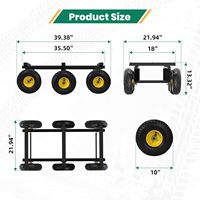 Chariot tout-terrain à 6 roues, chariot robuste, capacité de 1300 lb, roues gonflables de 10 pouces, pliable et portable pour les maisons, les entrepôts et le stockage