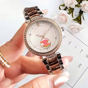 Reloj de Pulsera de Cuarzo para Mujer, con Pedrería Dorada Rosa, Elegante, con Logotipo, Brazalete con Diamantes - Product Image 2