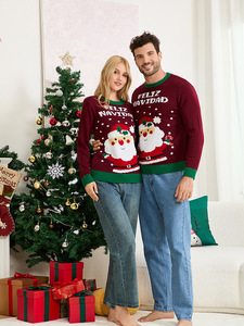 Vêtements de famille décontracté père noël <span class=keywords><strong>pull</strong></span> <span class=keywords><strong>pull</strong></span> moche pour femmes haut tricoté pour automne hiver Couple porter tenue - Product Image 2
