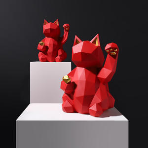 Sculpture de chat porte-bonheur, décoration d'intérieur, Maneki-neko, chat riche, décoration, ornement, artisanat en résine - Product Image 4