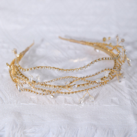 Chaîne de griffes de princesse, couronne, diadème plaqué or, accessoires de cheveux faits à la main en strass pour mariage, bal de promo, anniversaire, mariée