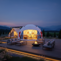 Dôme de glamping de luxe de 6 m avec salle de bain et une chambre pour projets commerciaux de complexes écologiques