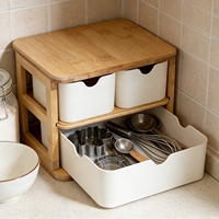 Organisateur de maquillage en bambou, boîte organisatrice de cosmétiques pour commode, organisateur de bureau en bambou pour la maison