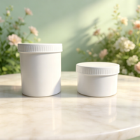 Pot cylindrique blanc à large ouverture avec couvercle, en plastique, vide, pour cosmétiques, 200 ml, 250 ml, 300 ml, 400 ml, 500 ml
