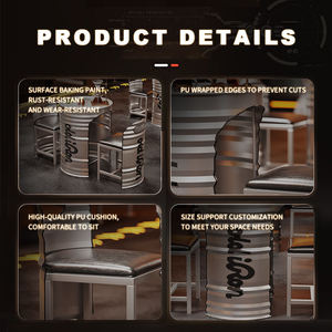 Modern Industrial Simple Iron Tea Table <strong>Chair</strong> Set Creative Retro Oil <strong>Bucket</strong> Drum bar Table and <strong>Chair</strong> for Cafe Bar Restaurants - Product Image 4